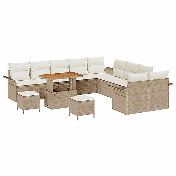 vidaXL Garten-Sofa-Set 13-Tlg Beige Poly Rattan 3362196 günstig online kaufen