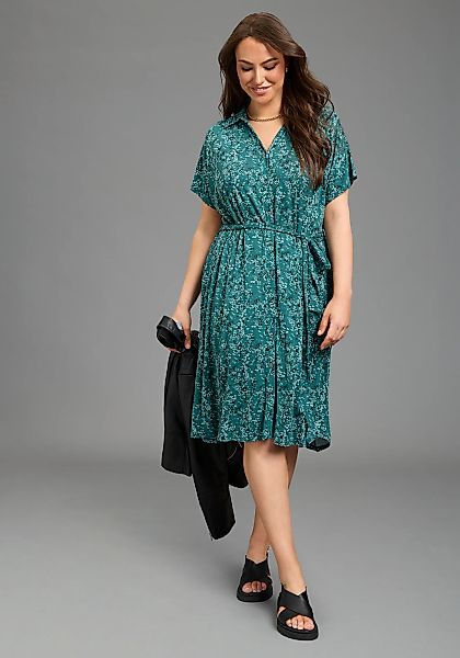 Laura Scott CURVE Jerseykleid in A-Linie mit Hemdkragen, geblümt günstig online kaufen