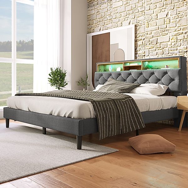 BlingBin Polsterbett Bett (mit LED-Beleuchtung, Lattenrost günstig online kaufen
