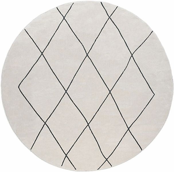 Paco Home Teppich "Haral 786" rund 9 mm Höhe Kurzflor, Scandi Design, Raute günstig online kaufen