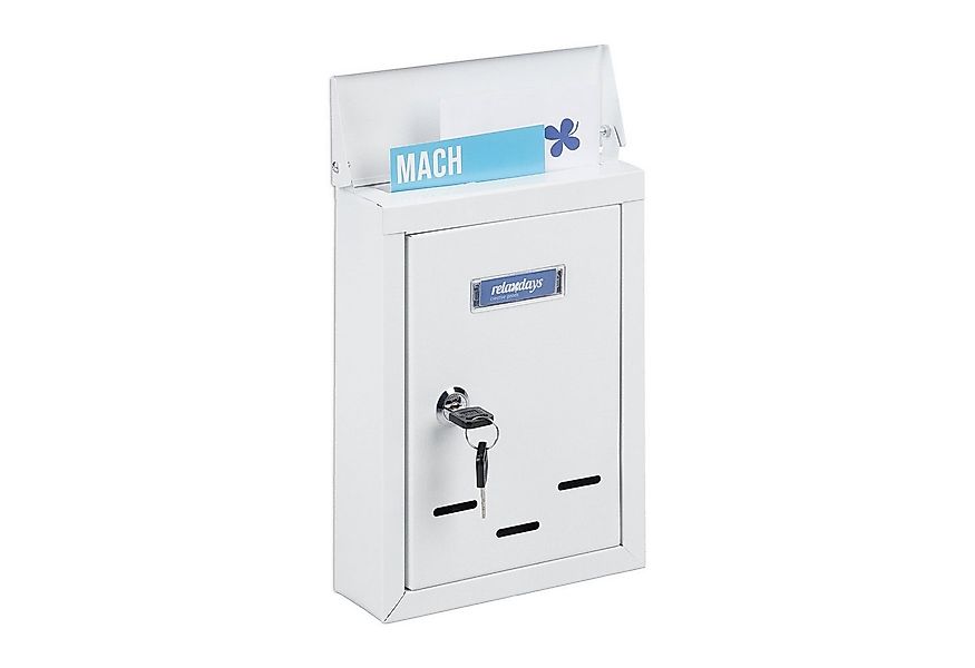 relaxdays Briefkasten mit Namensschild (1-St), weiß günstig online kaufen