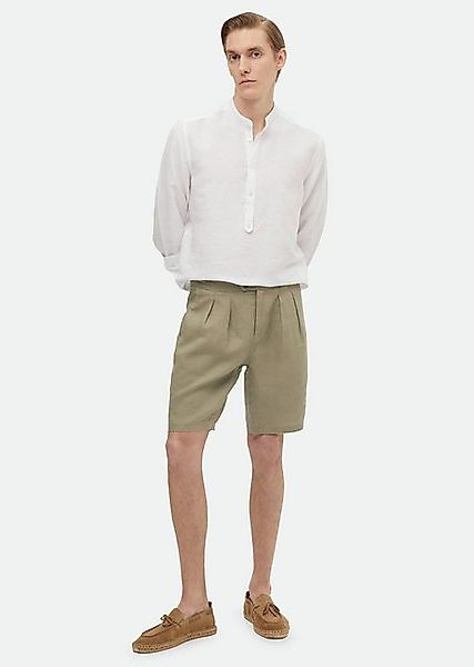 RAMSEY Shorts Hellgrüne Webkarotten-Passform Casual 100% Leinen Bermuda günstig online kaufen