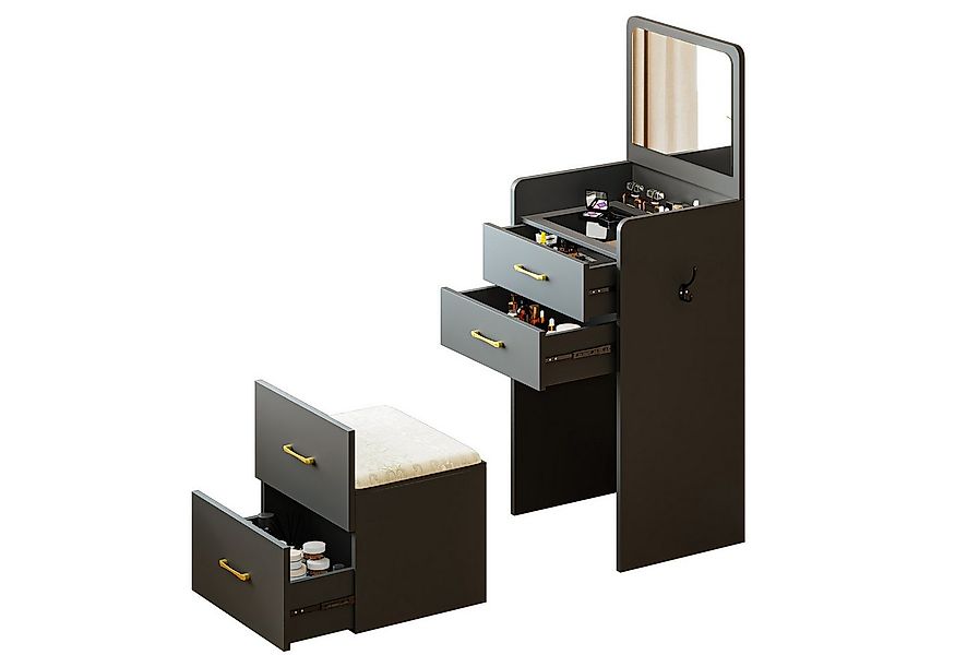 LVifur Schminktisch mit Spiegel und Hocker, platzsparender Kosmetiktisch mi günstig online kaufen