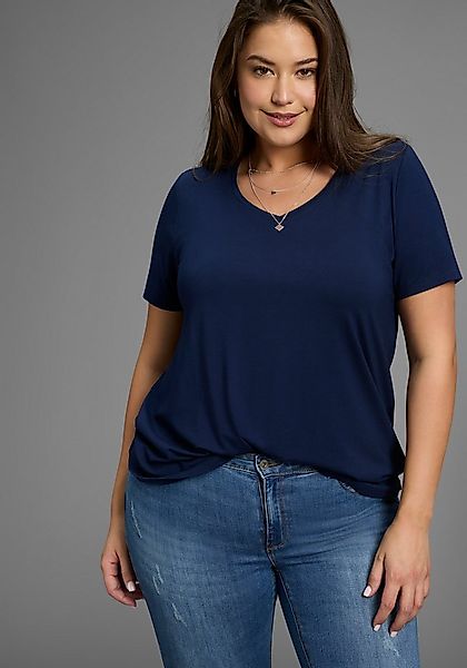 Laura Scott CURVE T-Shirt mit V-Ausschnitt aus fließender Viskose - GROSSE günstig online kaufen