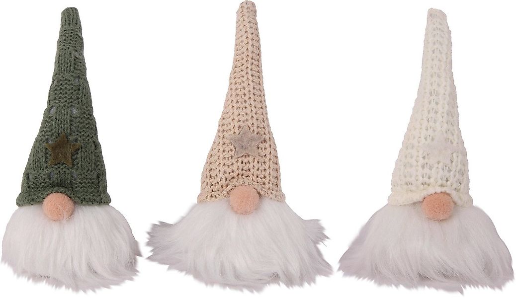 Trend Line Weihnachtsfigur Dekofigur Zwerg 19 x 7 cm grün beige weiß 3-fach günstig online kaufen