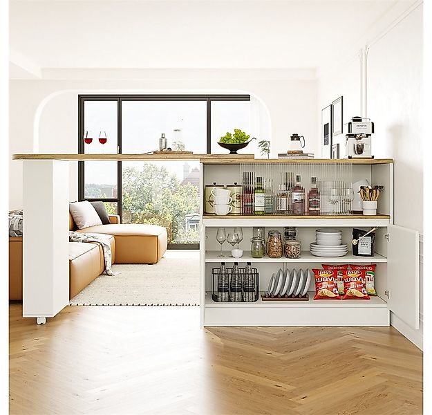 MODFU Bartisch 360° drehbares Sideboard (Barschrank mit Glasschiebetür – gr günstig online kaufen