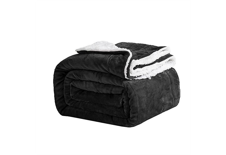 Wohndecke Sherpa-Fleece-Wohndecke, wendbar, kuschelig, warm, Grau, Einzelbe günstig online kaufen