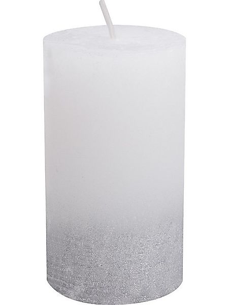 House of Rustic Stumpenkerze House of Rustic Kerze weiß mit silber Streifen günstig online kaufen