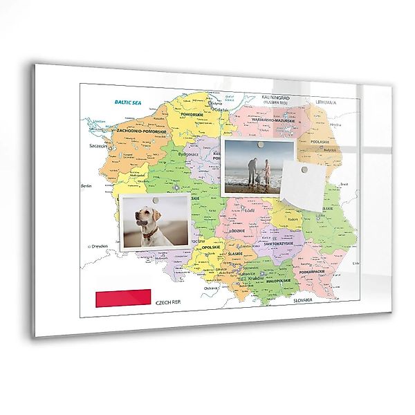Tulup Magnetische Glastafel Karte Von Polen 60x40 cm Magnettafel Mit Marker günstig online kaufen