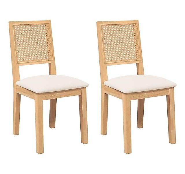 vidaXL Esszimmerstuhl Esszimmerstühle mit Kissen 2 Stk. Massivholz Gummibau günstig online kaufen