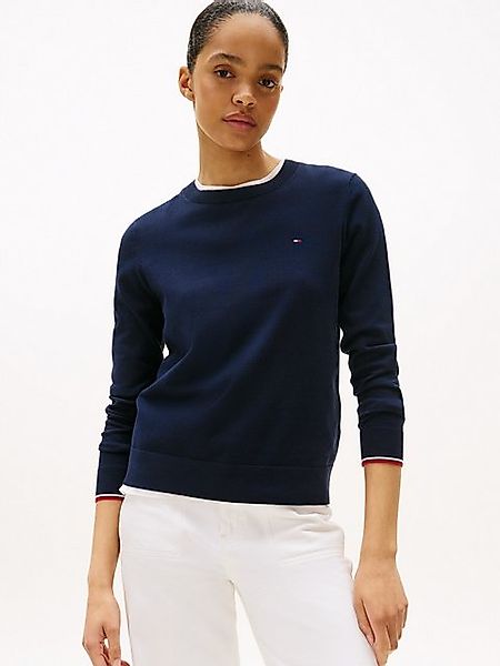 Tommy Hilfiger Rundhalspullover CO JERSEY STITCH LS C-NK SWT mit Logosticke günstig online kaufen
