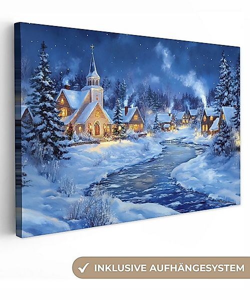 OneMillionCanvasses® Leinwandbild Winterabend - Weihnachtsdorf - Dunkelheit günstig online kaufen