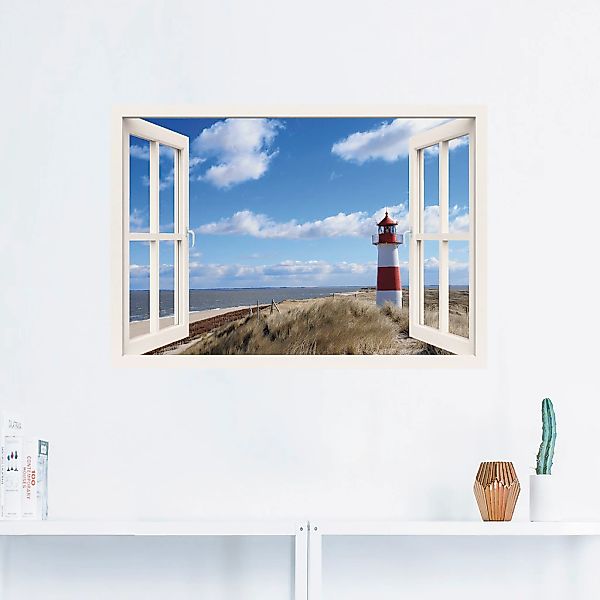 Artland Wandbild "Fensterblick - Leuchtturm Sylt", Fensterblick, (1 St.), a günstig online kaufen