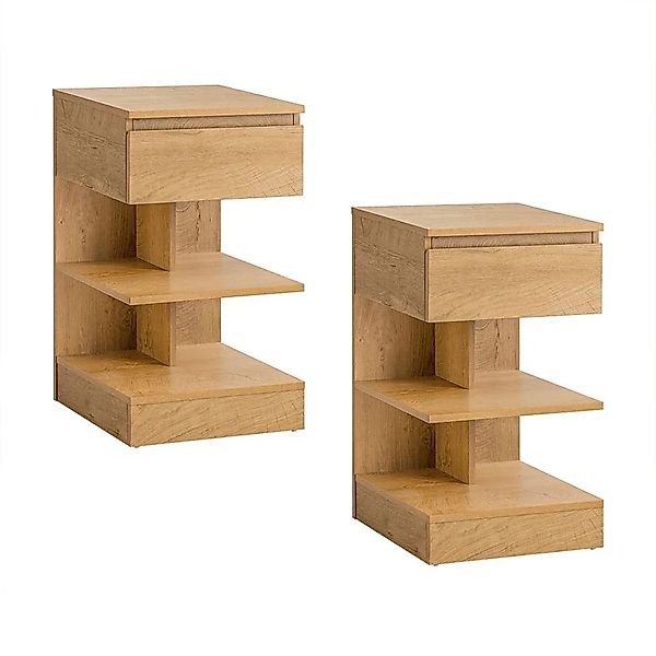 SoBuy 2er Set Nachttisch mit Schublade und 2 Ablagen Beistelltisch 39x65x39 günstig online kaufen