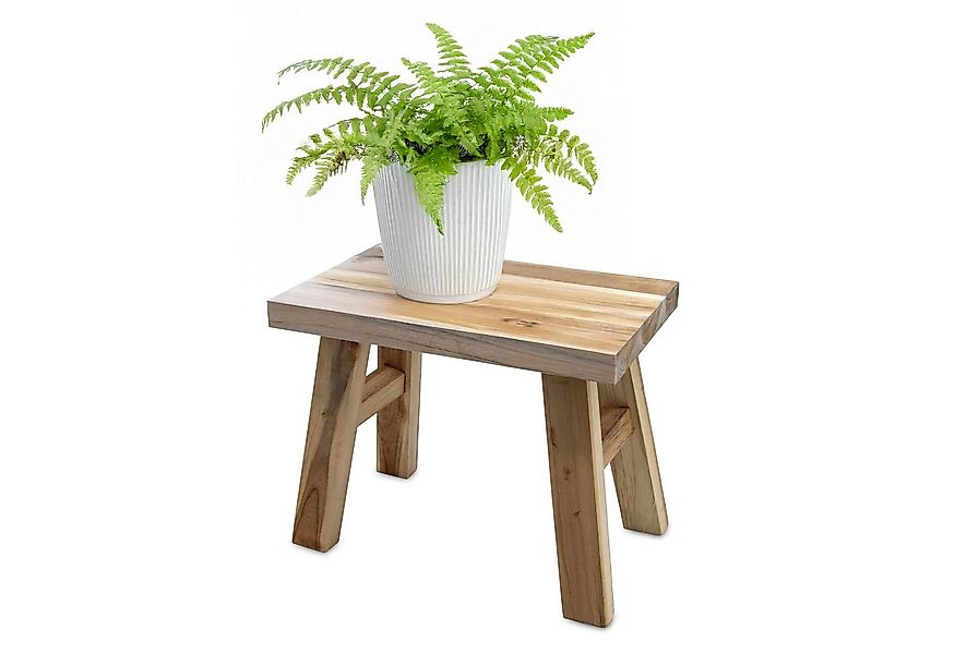 Spetebo Blumenhocker Teakholz Blumensitzbank natur rechteckig (Anzahl, 1 St günstig online kaufen