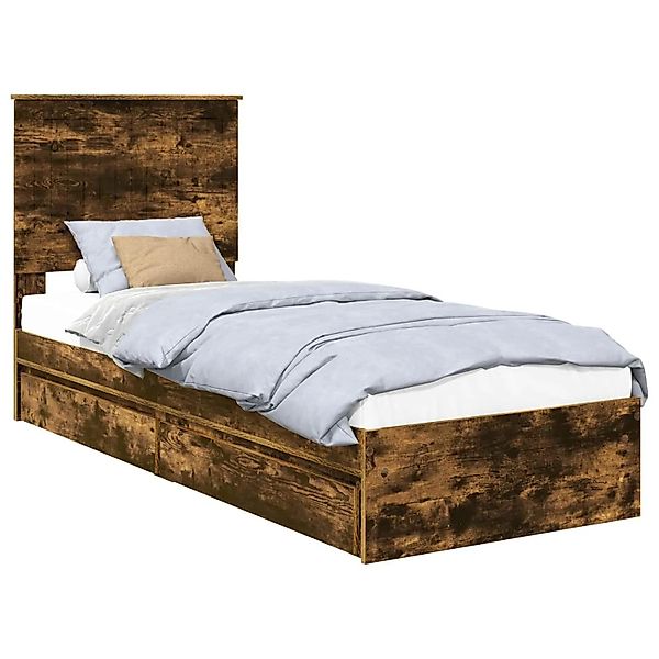 vidaXL Stauraumbett Räuchereiche 75 x 190 cm Holzwerkstoff 3411261 günstig online kaufen