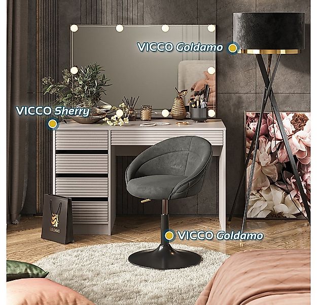 Vicco Sitzhocker Goldamo, Anthrazit/Schwarz, 45 x 79 cm drehbar 360 Grad günstig online kaufen