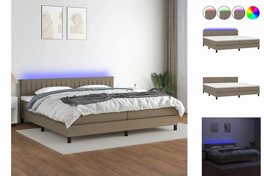 vidaXL Bettgestell Boxspringbett mit Matratze LED Taupe 200x200 cm Stoff Be günstig online kaufen