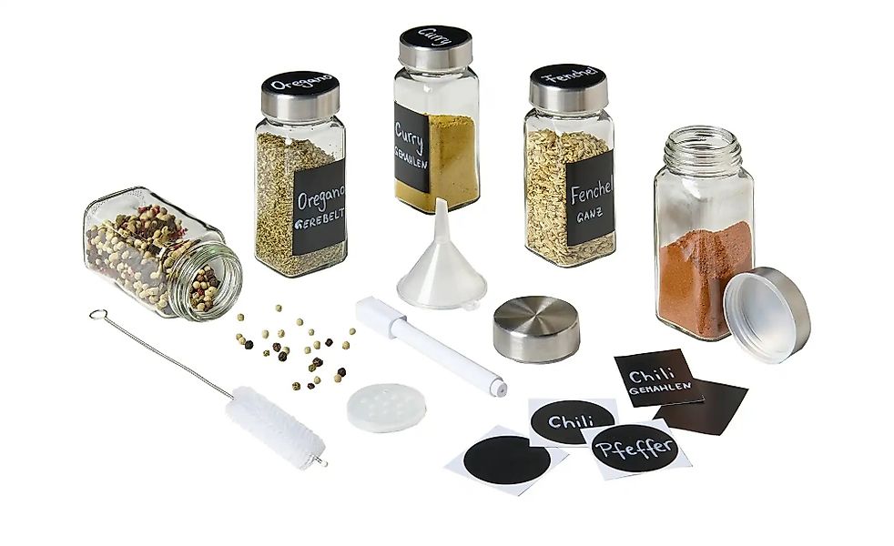 KHG Streuer-Set    ¦ Glas,Edelstahl,Papier ¦ Maße (cm): B: 10 H: 22 Küchenz günstig online kaufen