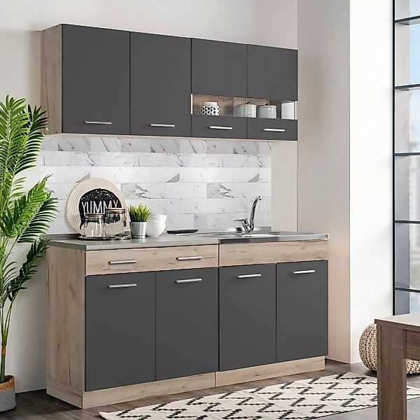 Homestyle4u Küchenzeile 160 cm ohne Geräte günstig online kaufen