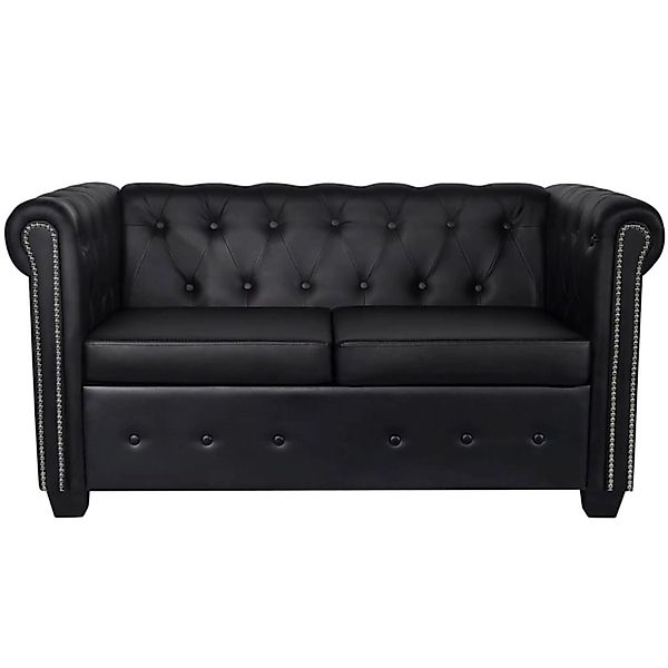vidaXL Chesterfield-Sofa 2-Sitzer Kunstleder Schwarz günstig online kaufen