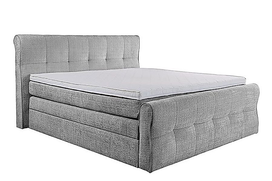 riess-ambiente Boxspringbett SIGNUM 180x200cm grau Chenille - inkl. Topper, günstig online kaufen