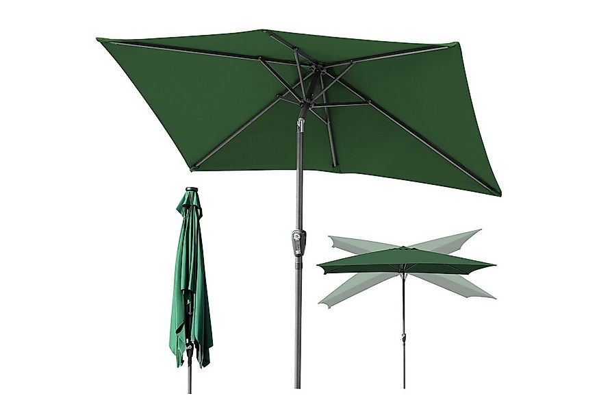 Clanmacy Sonnenschirm Rechteckig Balkonschirm 300x200 cm Sonnenschutz mit k günstig online kaufen