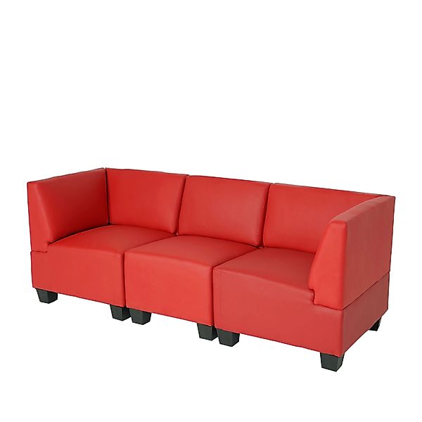 MCW Modular 3-Sitzer Sofa Moncalieri Rot Hohe Armlehnen günstig online kaufen