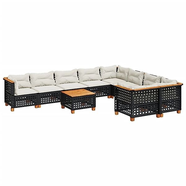 vidaXL 10-Tlg Garten-Sofagarnitur mit Kissen Schwarz Poly Rattan 3262010 günstig online kaufen