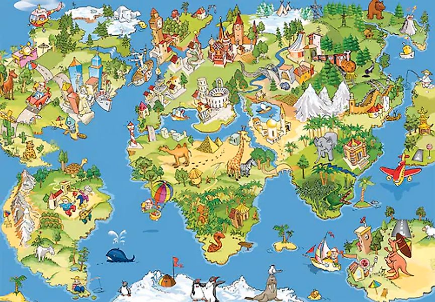 Papermoon Fototapete »Kids World Map« glatt günstig online kaufen