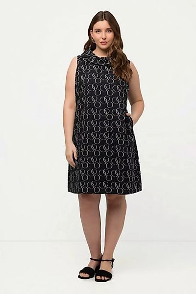 Ulla Popken Jerseykleid Kleid Kreise A-Linie Rollkragen ärmellos Leinenmix günstig online kaufen