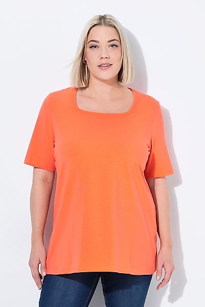 Ulla Popken T-Shirt T-Shirt A-Linie Carré-Ausschnitt günstig online kaufen