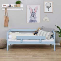 Kinderbett Kinder Einzelbett in Hellblau aus Kiefer Massivholz günstig online kaufen