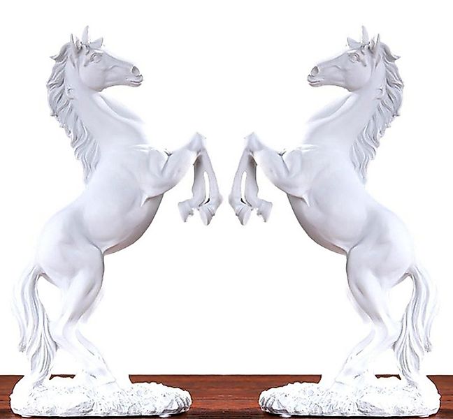 BAYLI Skulptur 2er Set Stehendes Pferd auf Sockel - Kunstharzstatue für Zuh günstig online kaufen