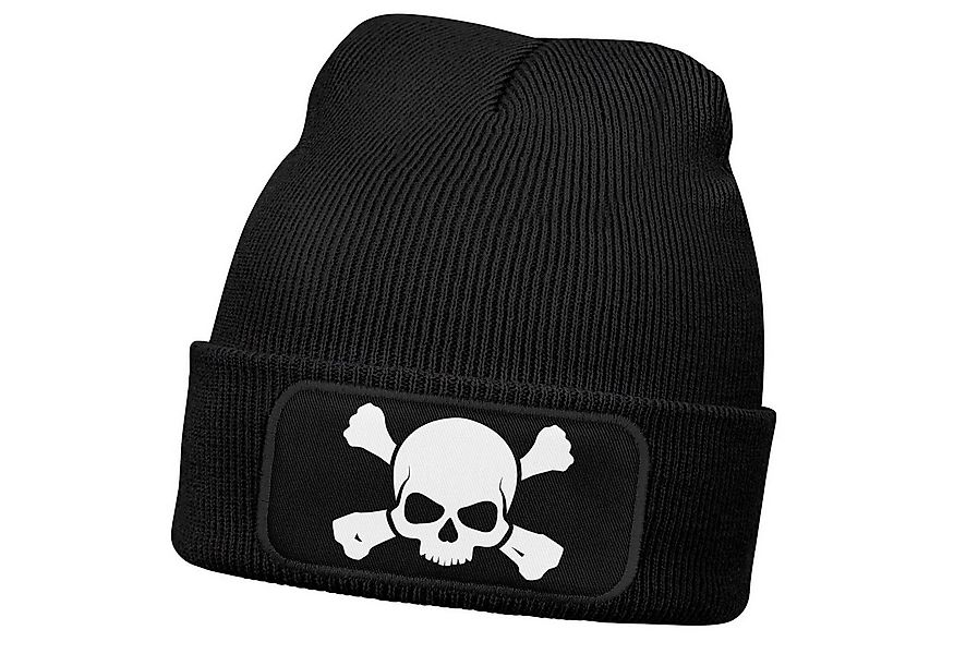 MoonWorks Beanie Herren Beanie mit Patch Skull Strickmütze Totenkopf Aufdru günstig online kaufen