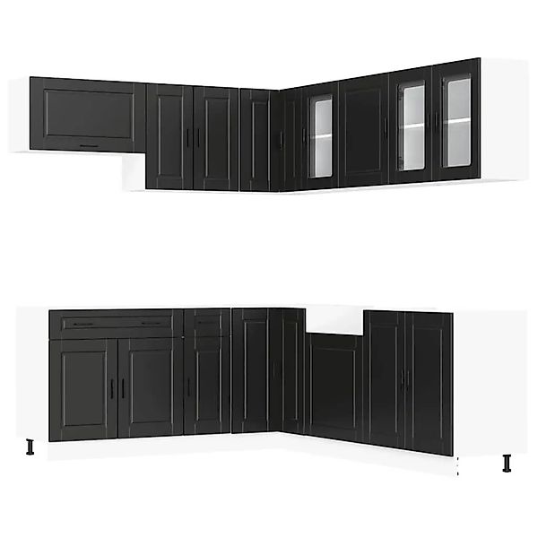 vidaXL 11 Tlg Küchenschrank-Set Porto Schwarz Holzwerkstoff 3314932 günstig online kaufen