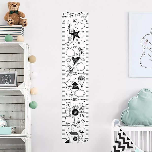 Kindermesslatte Wandtattoo Zum Beschriften in Schwarz Weiß günstig online kaufen