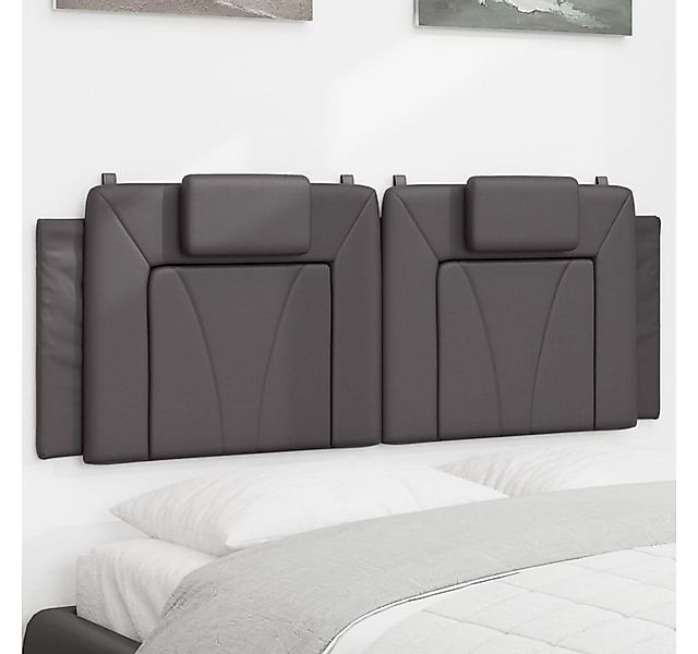 vidaXL Bett, Kopfteil-Kissen Grau 140 cm Kunstleder günstig online kaufen