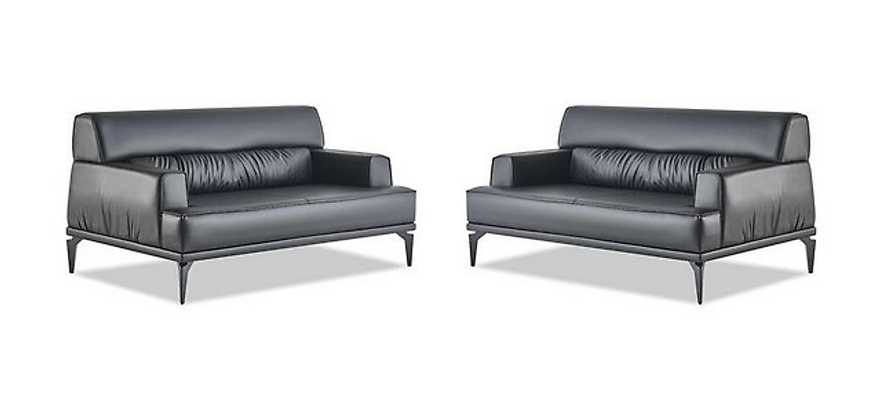 JVmoebel 2-Sitzer Sofargarnituren Set Modern 2-Sitzer Sofas Schwarz Leder C günstig online kaufen
