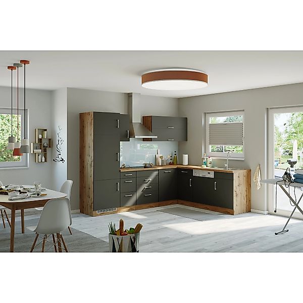 Held Möbel Küchenzeile Sorrento 210/ 270 cm Anthr.-Wotaneiche o. E-Geräte W günstig online kaufen