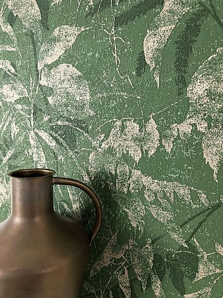Newroom Vliestapete, Grün Tapete Modern Palmenblätter günstig online kaufen