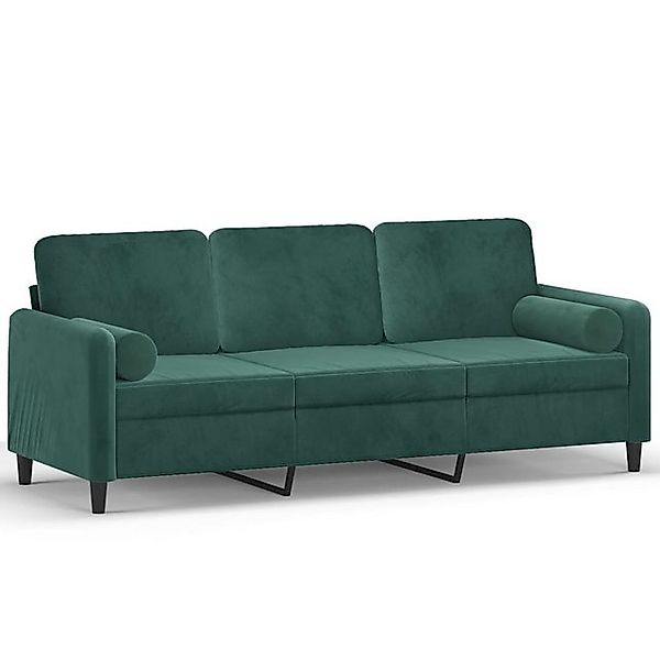 vidaXL Sofa, 3-Sitzer-Sofa mit Zierkissen Dunkelgrün 180 cm Samt günstig online kaufen