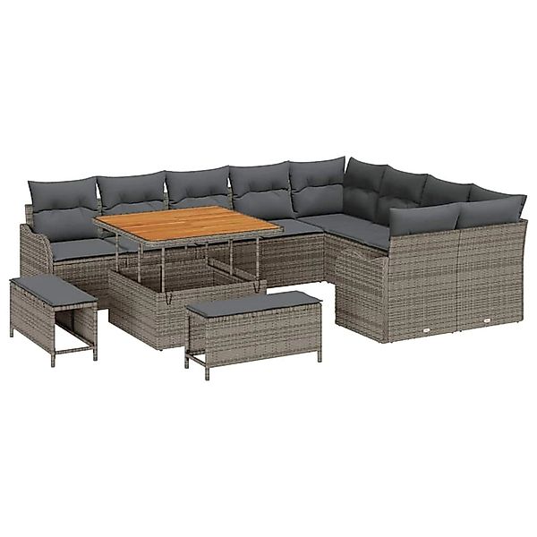 vidaXL Garten-Sofa-Set 12-Tlg Grau Poly Rattan 3362298 günstig online kaufen