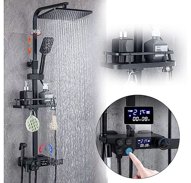 oyajia Duschsystem Edelstahl Home Duschset Messing Thermostat Duschstange S günstig online kaufen