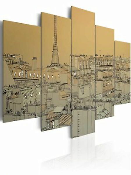 artgeist Wandbild Über den Dächern von Paris (Vintage) grau/orange Gr. 200 günstig online kaufen