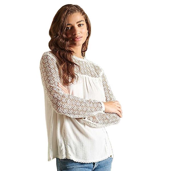 Superdry Woven Lace Langarm-t-shirt L Off White günstig online kaufen