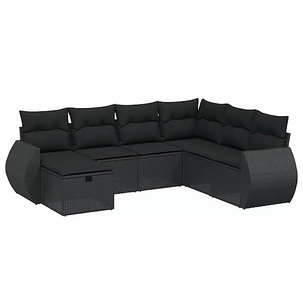 vidaXL 7-tlg Garten-Sofagarnitur mit Kissen Schwarz Poly Rattan Modell 195 günstig online kaufen