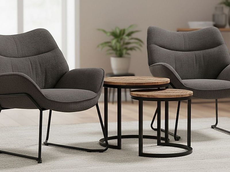 bene living Loungeset Möbelset Couchtisch Fermo, 2er Set Sessel Aliano dunk günstig online kaufen