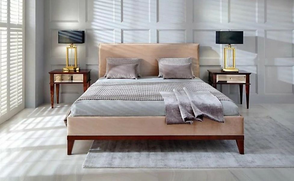 JVmoebel Bett Bettgestell Braun-beige Schlafzimmer Bett Holz Doppelbett Neu günstig online kaufen