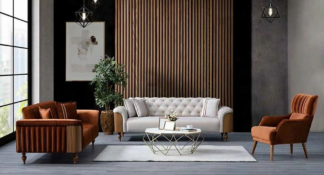 JVmoebel 2-Sitzer Modernes Braunes Wohnzimmer Sofa Zweisitzer Stoffsofa Lux günstig online kaufen